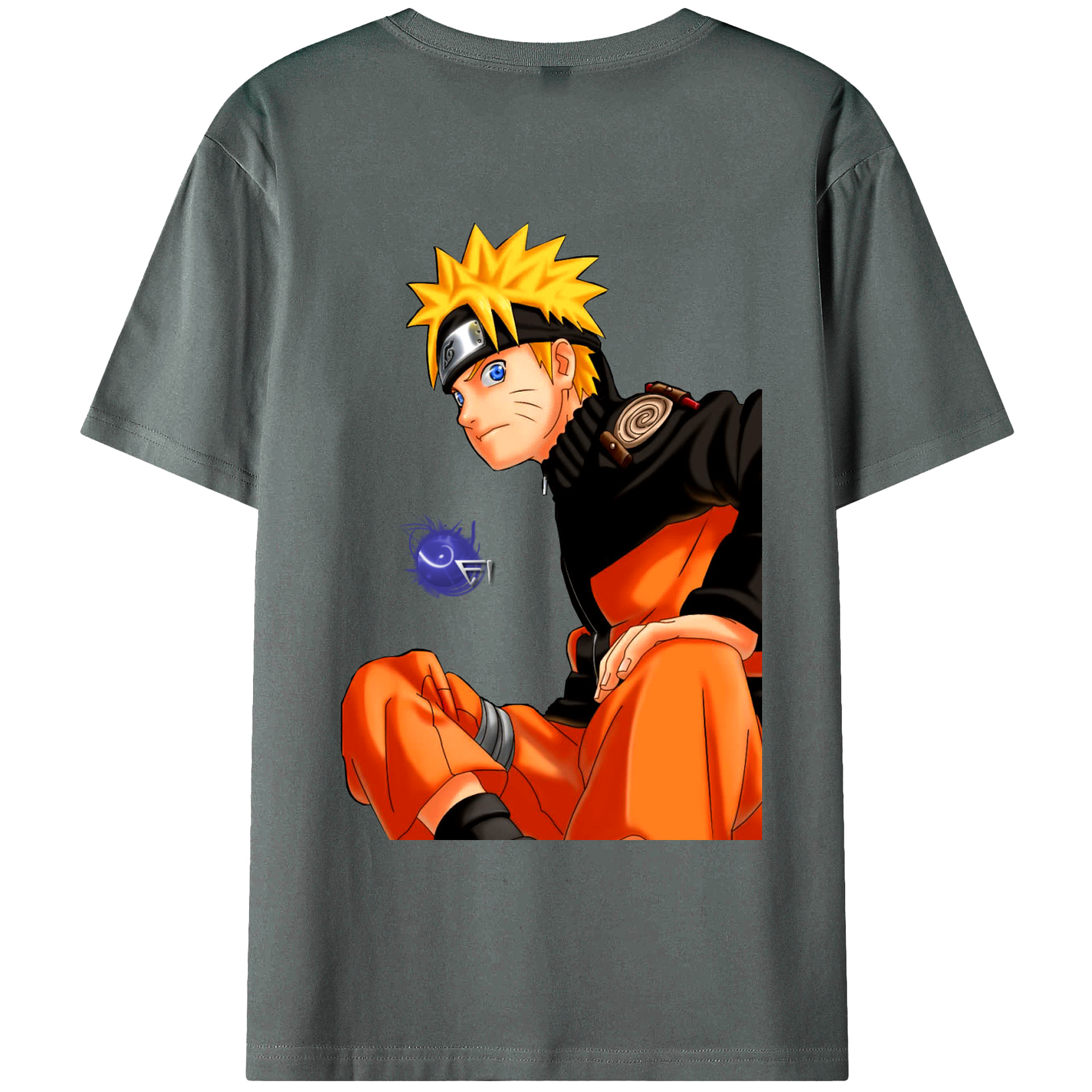 （画像用） NARUTO -ナルト- うずまき ナルト Uzumaki Naruto 綿100％ メンズ半袖Tシャツ（バックプリント） 通気性